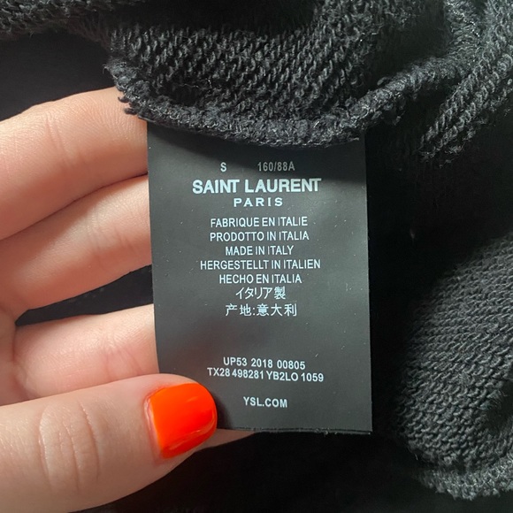 Saint Laurent Small Black 100% Cotton Logo Hooded Sweatshirt - Picture 10 of 10